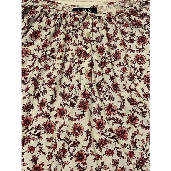 Woman’s Chaps SZ S/P/CH Pink/White Floral Print Blouse With Bell Sleeves - Picture 5 of 5